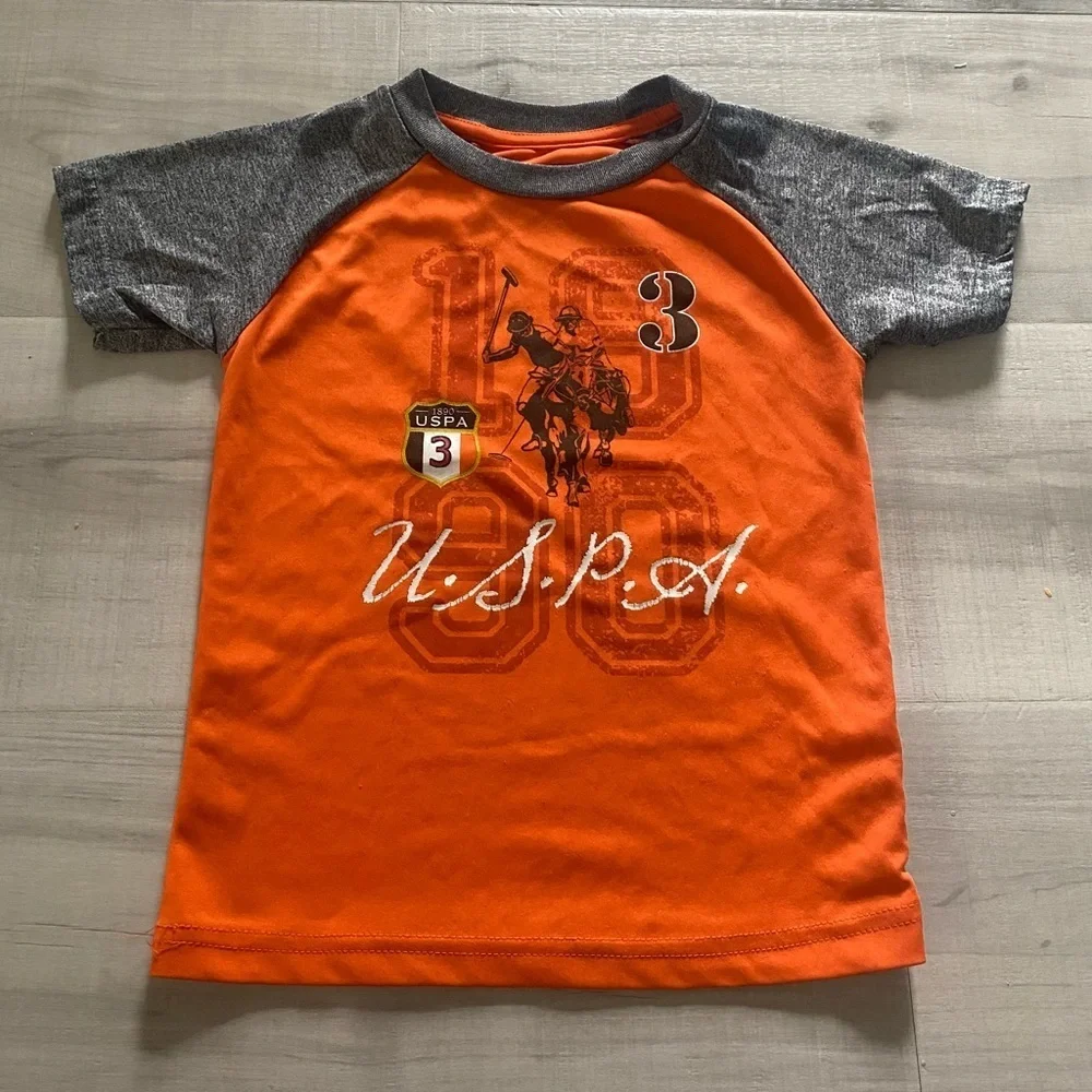 U.S. Polo Assn. Kids Orange and Gray T-Shirt size 4T